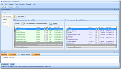 NDepend main screen